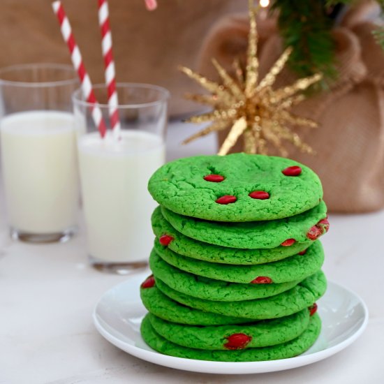 Cake Mix Grinch Cookies