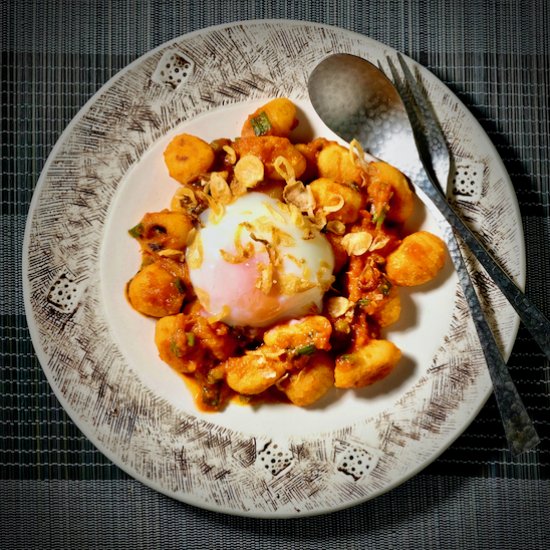 Pan-fried Gnocchi, Gochujang Sauce