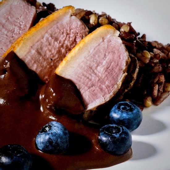 Duck Breast & Blueberry Cacao Sauce