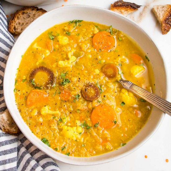 Vegan Cauliflower Red Lentil Soup