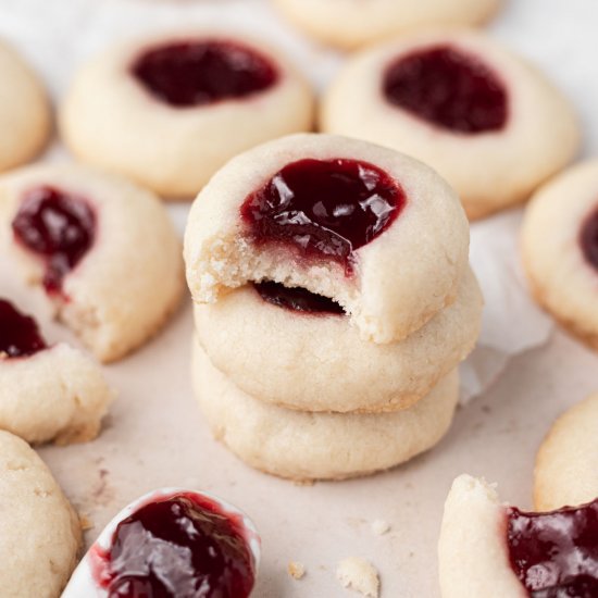 Raspberry Almond Thumbprint Cookies