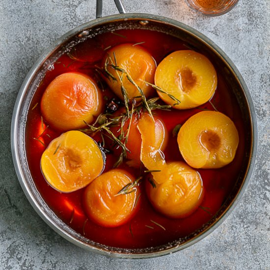 Poached Peaches with Wine