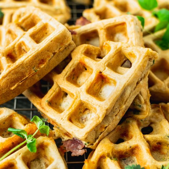 Cheddar Bacon and Herb Waffles