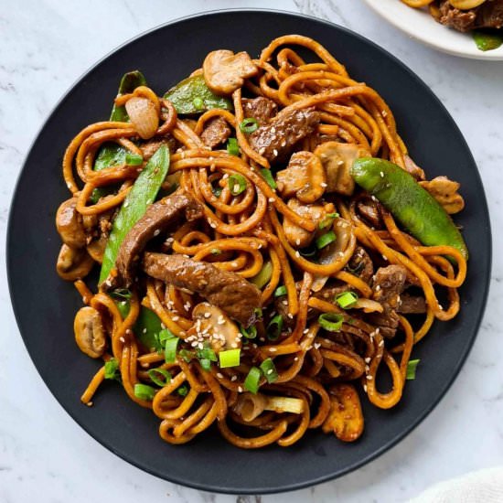 Beef noodle stir fry