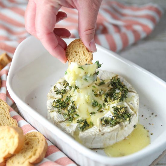 Garlic and Thyme Baked Brie