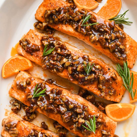 Maple Pecan Glazed Salmon