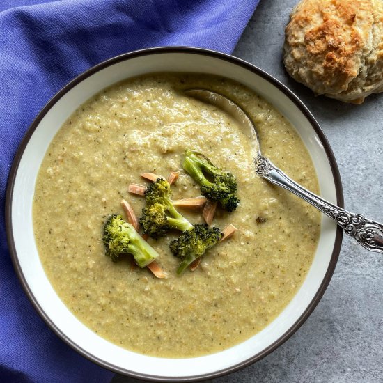 Roasted Broccoli Almond Soup