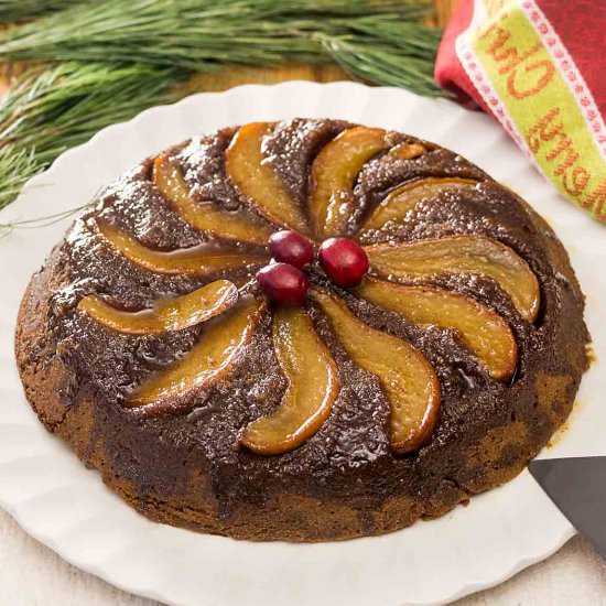 Pear Gingerbread Upside-Down Cake