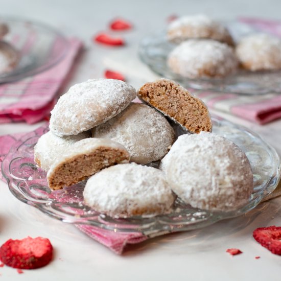 Strawberry Mexican Wedding Cookies