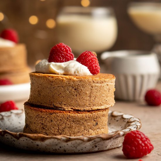 Chocolate eggnog souffle pancakes