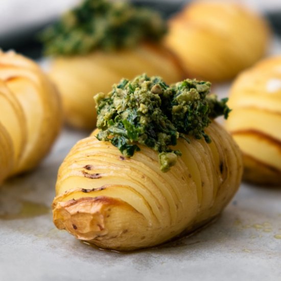 Hasselback Potatoes with Pesto