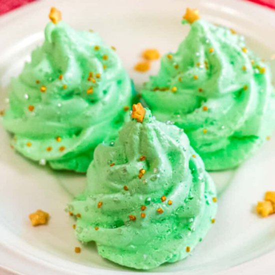 Christmas Tree Meringue Cookies