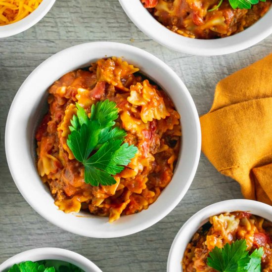 One Pot Cheesy Hamburger Pasta