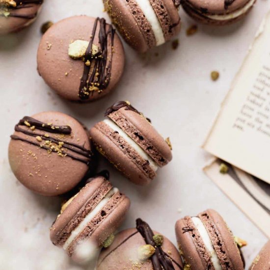 Chocolate Pistachio Macarons