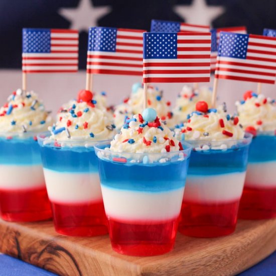 Red white and blue jello shots