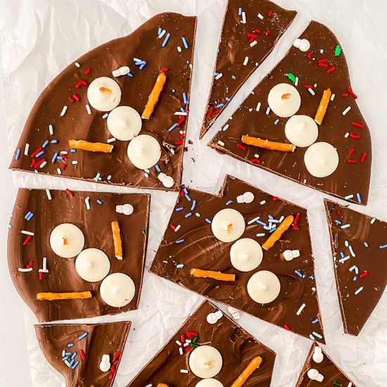 Snowman Chocolate Bark