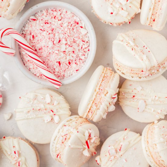 Peppermint White Chocolate Macarons