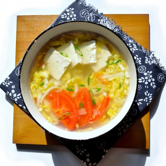 Tofu Soup with Cabbage and Tomato