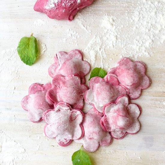 Potato and Mint Beetroot Ravioli