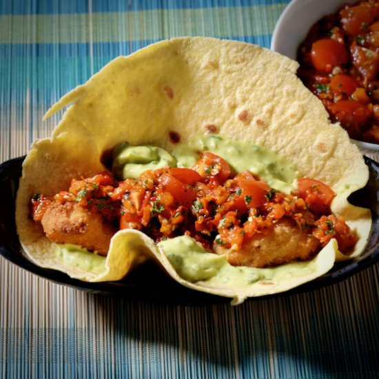 Fish Tacos with Red Pepper Salsa