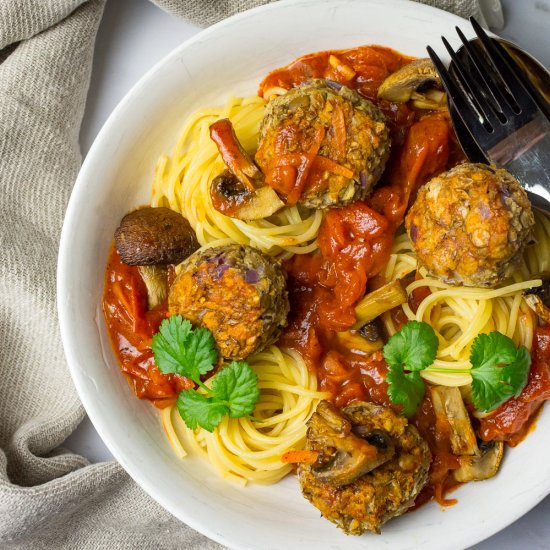 Vegan ‘Meatballs’ & Spaghetti