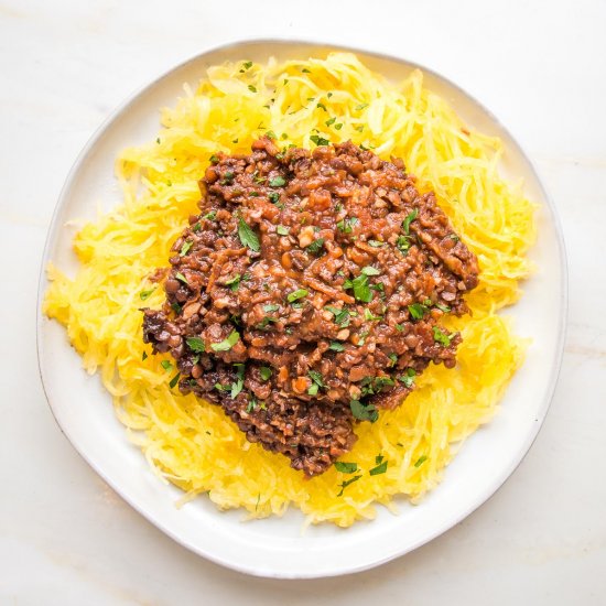 Spaghetti Squash Vegan Bolognese