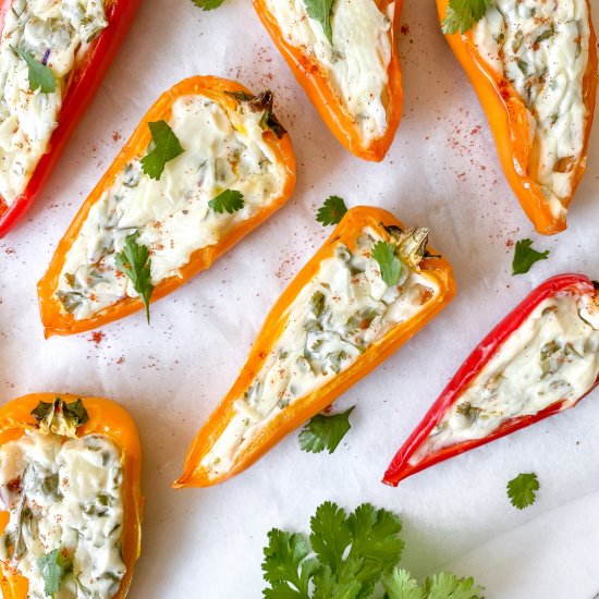 Herb cream cheese stuffed peppers