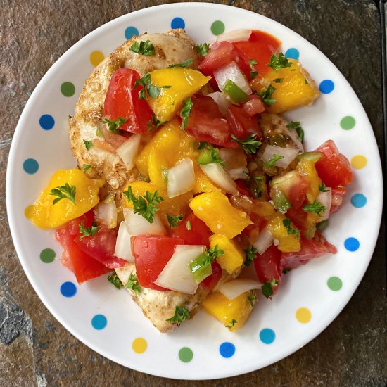 Chicken with Mango-Tomato Salsa