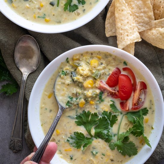 Poblano corn chowder