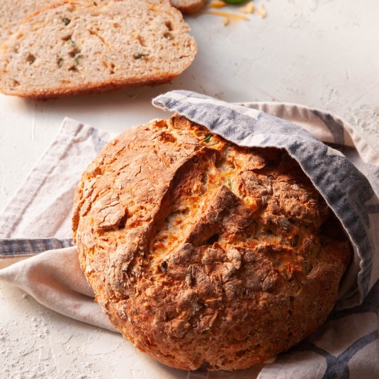 Cheddar Jalapeno Soda Bread