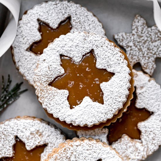 Salted Caramel Linzer Cookies