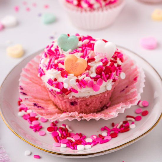 Pink Velvet Funfetti Cupcakes