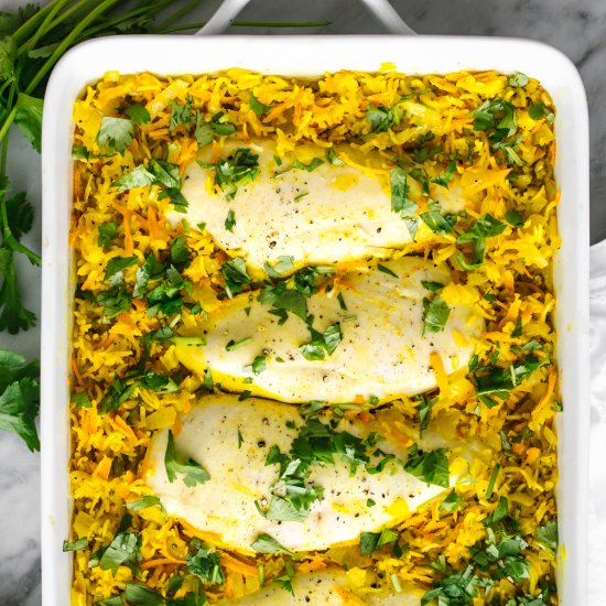 Turmeric Chicken and Rice Casserole