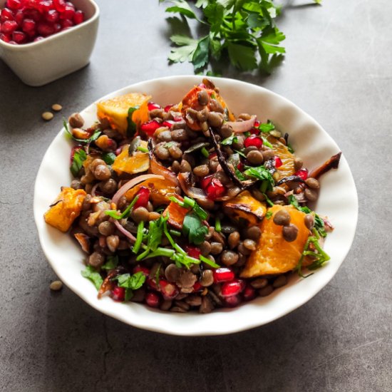 Winter lentil salad