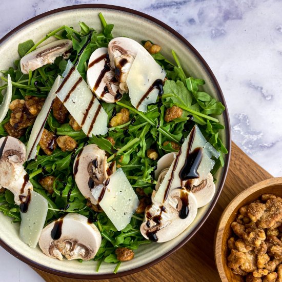 Mushroom, Pecorino, Candy Nut Salad