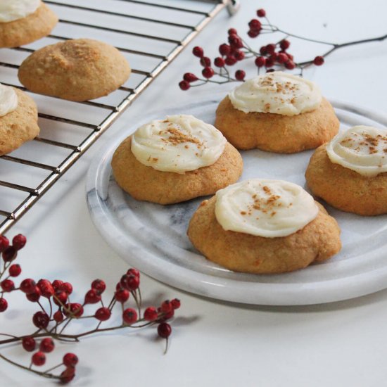 Soft pumpkin cookies with glaze