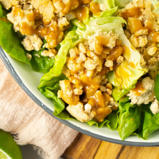 Tofu Lettuce Cups with Peanut Sauce