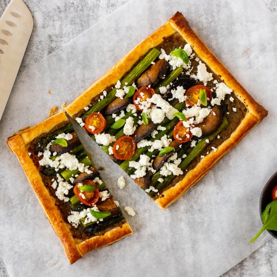 Mushroom, Asparagus And Feta Tart