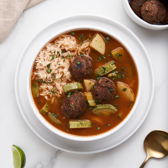 Vegan Mexican Meatball Soup