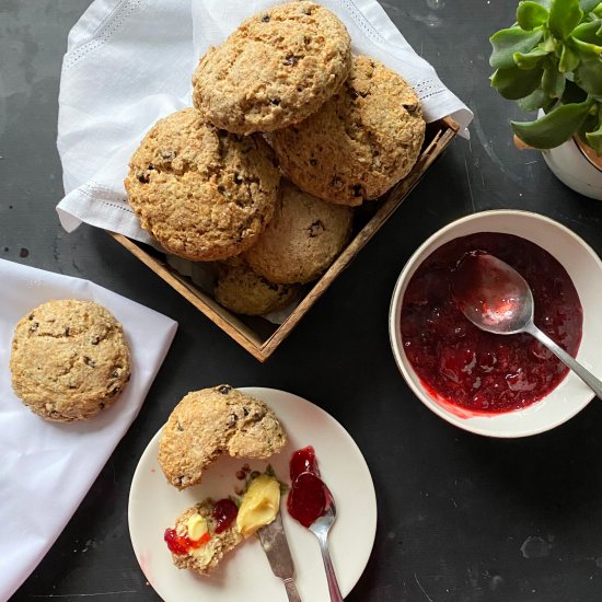 Currant Scones with Strawberry Jam