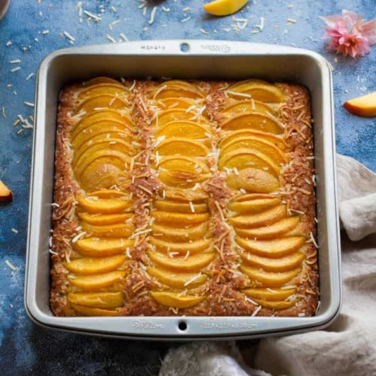 Eggless Coconut Peach Cake