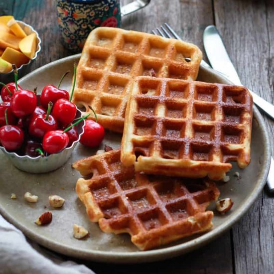 Easy Sourdough Waffles