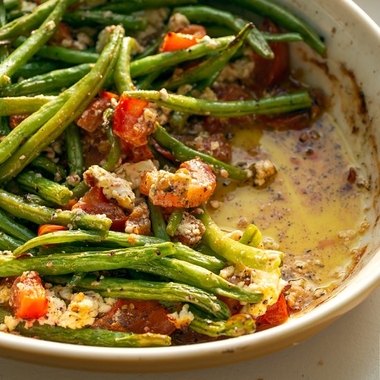 Oven Roasted Green Beans and Feta