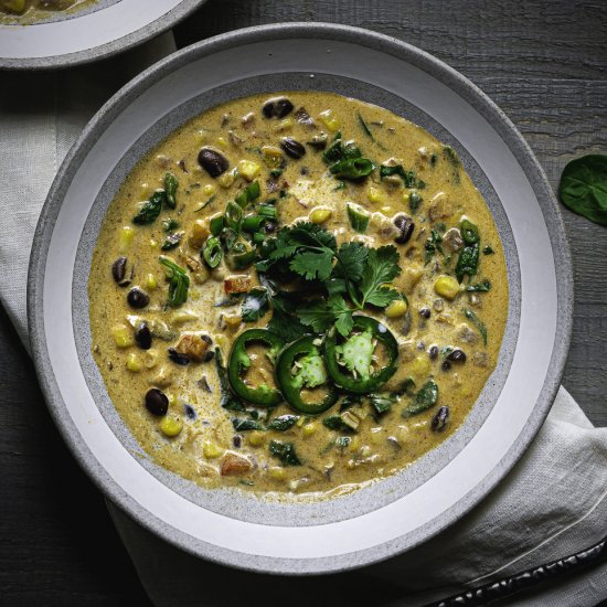 Creamy Corn and Black Bean Soup