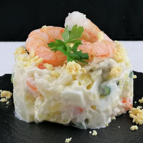 RUSSIAN SALAD WITH PRAWNS