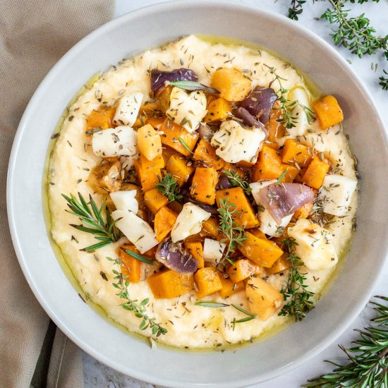 Halloumi & Roasted Veg on Polenta