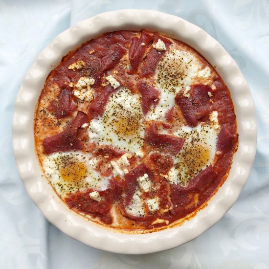 Salami Baked Eggs