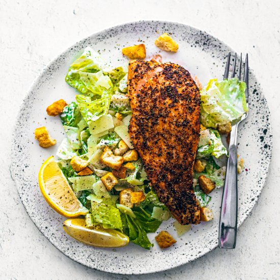 lemon pepper salmon caesar salad