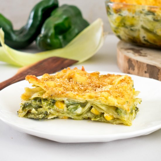 Mexican poblano lasagna