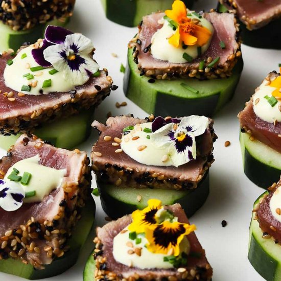 Seared Ahi Tuna Cucumber Bites